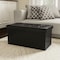 Hastings Home Folding Storage Bench Ottoman 30" Faux Black Leather Foam Padded Lid, Removable Bin for Home 618163TXM - alternate 1